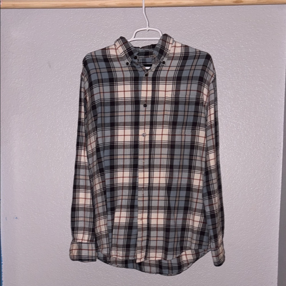 St. John's Bay Blue and Cream Casual Button Down Shirt